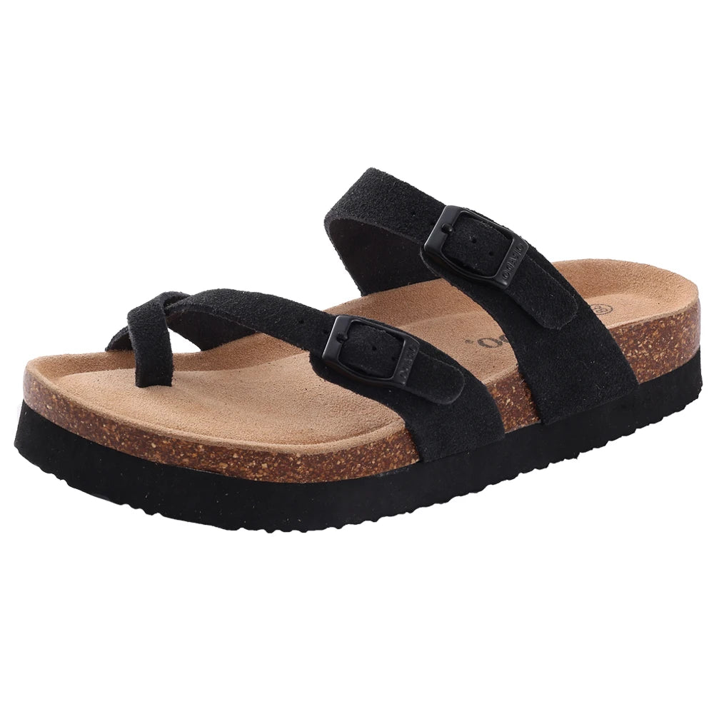 Suede Cork-Footbed Mules
