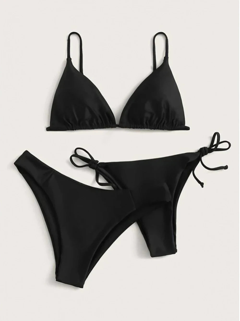 Halter Three-Piece Tie-Side Bikini Set