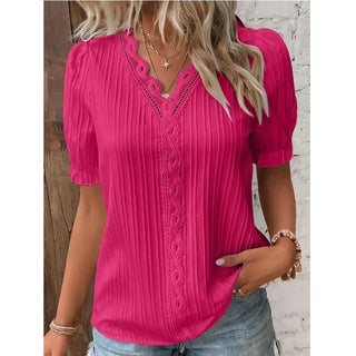 Plus-Size V-Neck Short-Sleeve Blouse