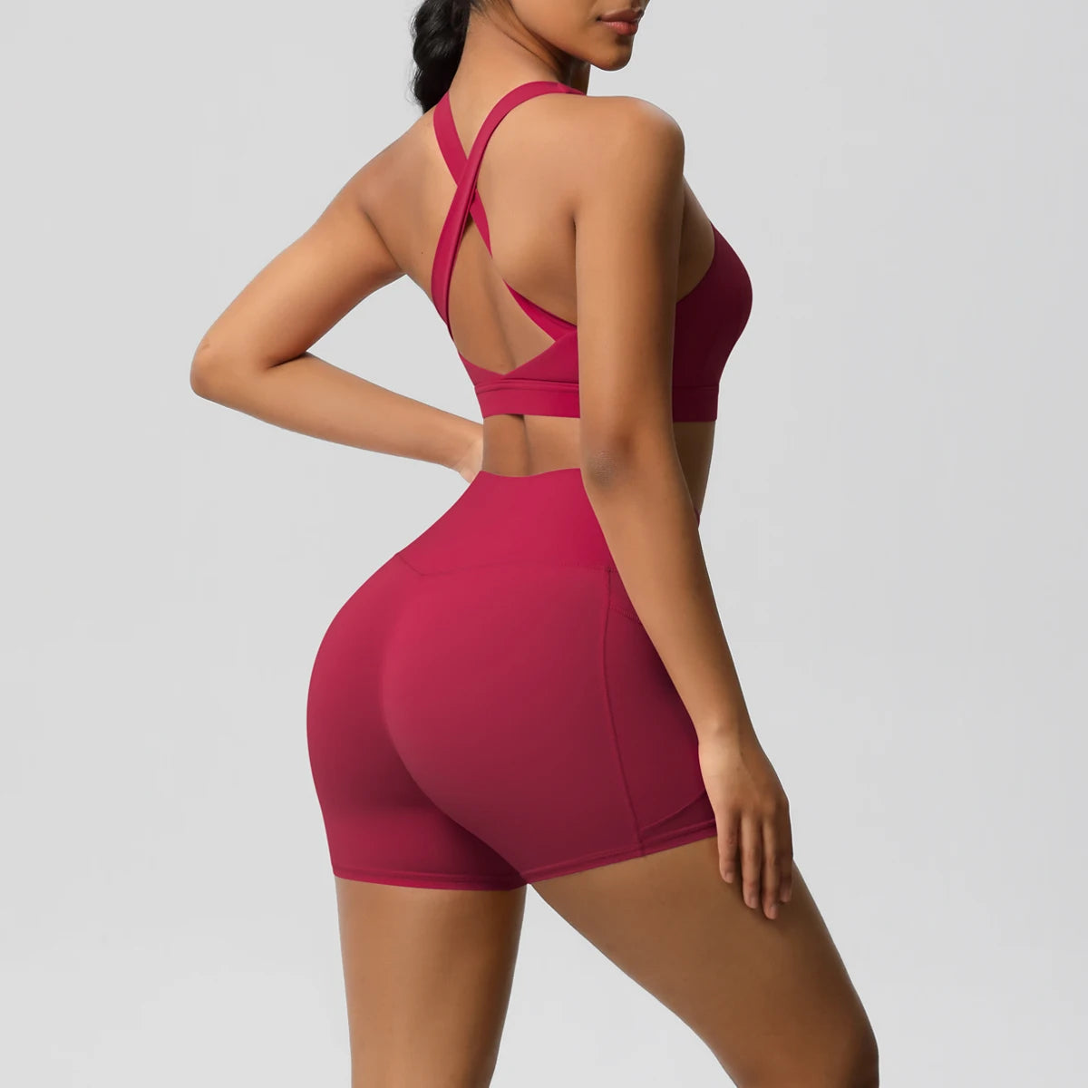 Pocketed Crossover Activewear Set