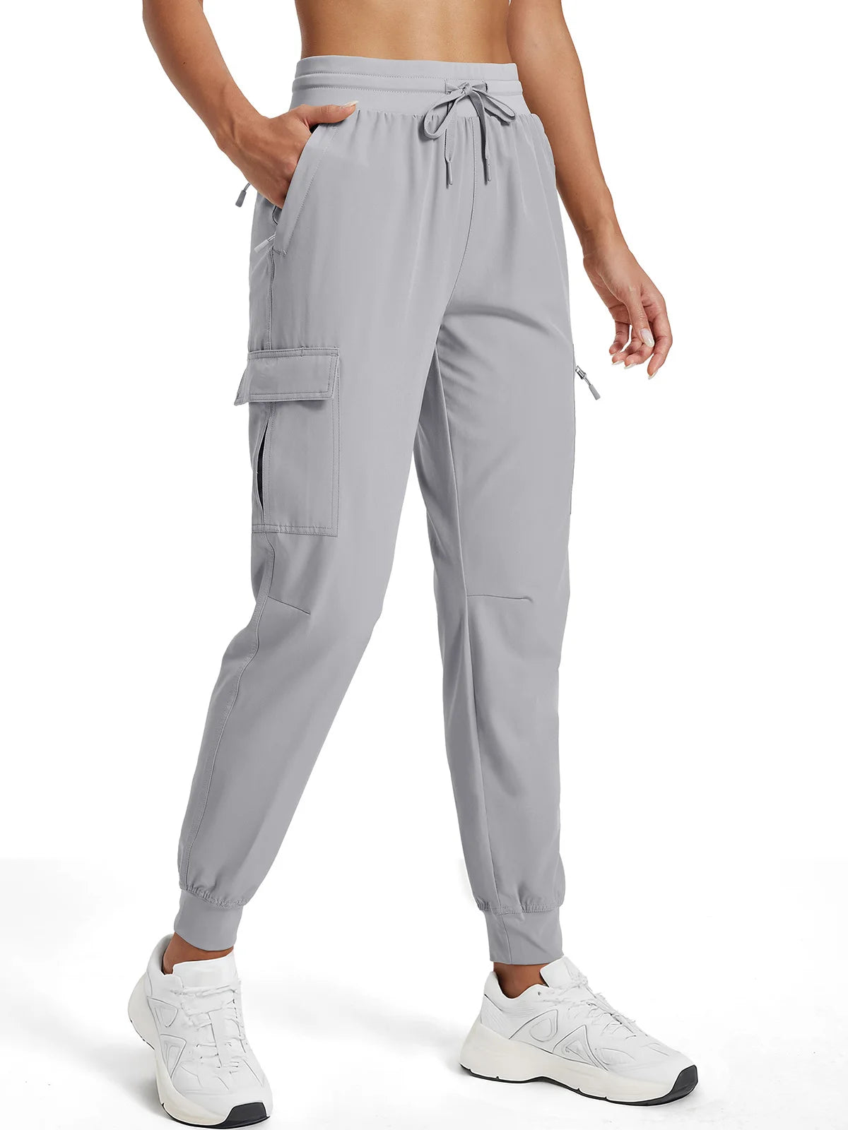 TACVASEN Women's Quick Dry Waterproof Cargo Pants Lightweight UPF 50 Athletic Jogger Pants Travel Hiking Pants Velcro Pockets