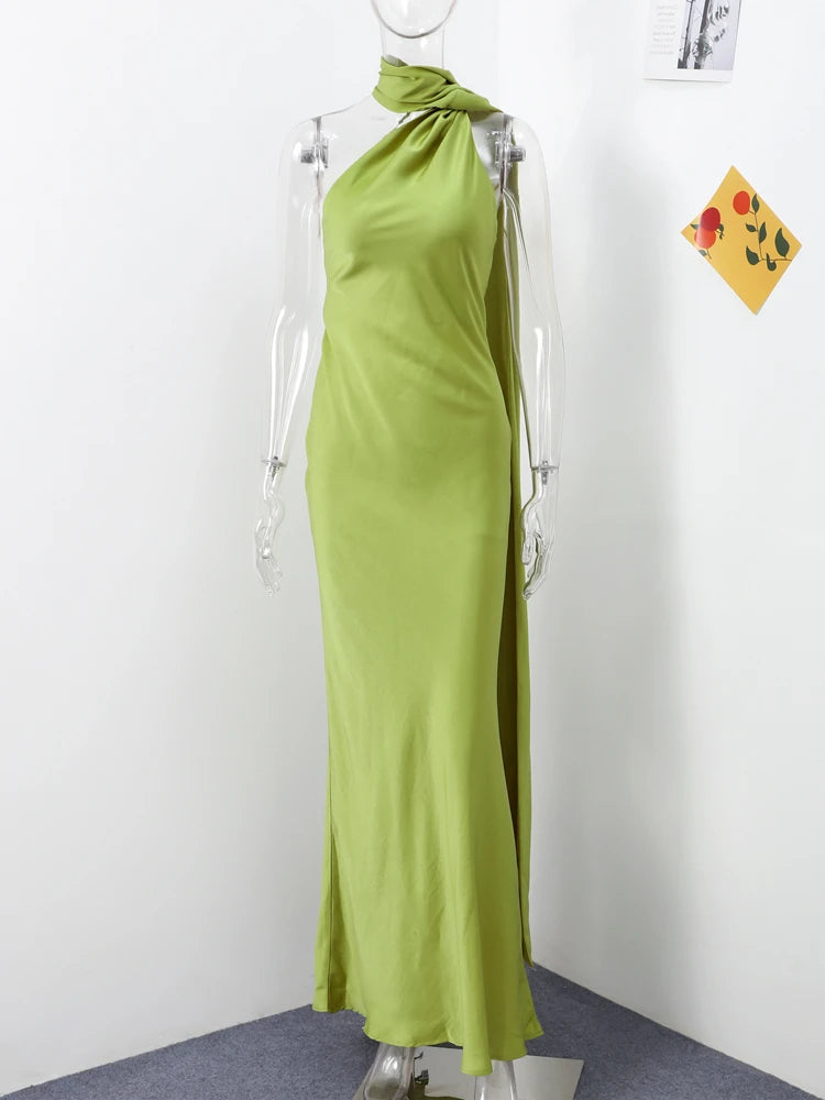 Off-Shoulder Halter Maxi Dress