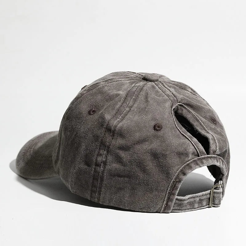 Washed High Ponytail Baseball Cap