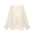 Sheer Lace Tie-Front Blouse