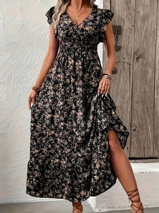 Curve Floral Ruffle Maxi Dress
