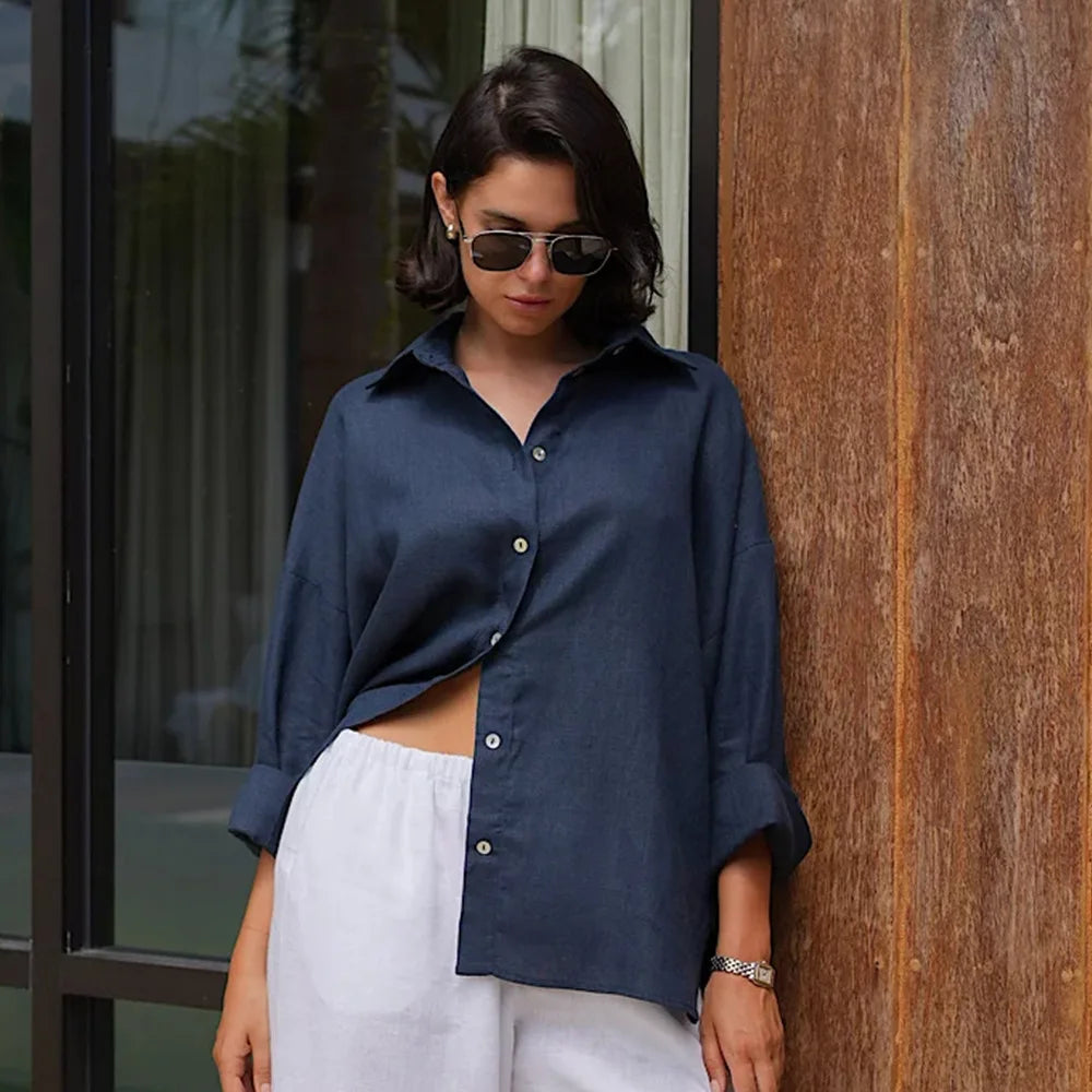 Relaxed Cotton Button-Up Shirt