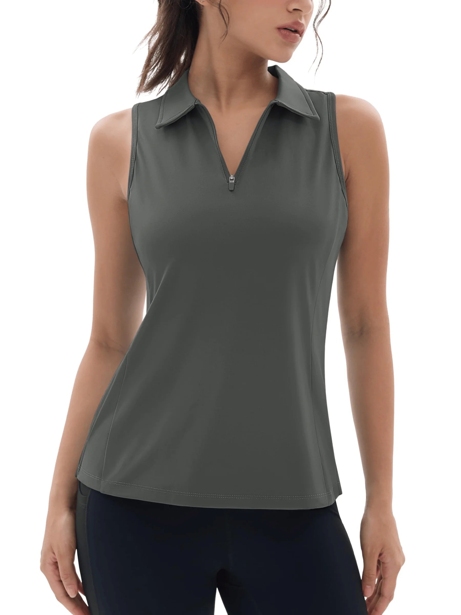 TACVASEN UPF50+ Quick Dry Polo Shirts Womens Summer Golf Sleeveless Workout Tees Sun UV Protection Outdoor Fitness Gym Tank Tops