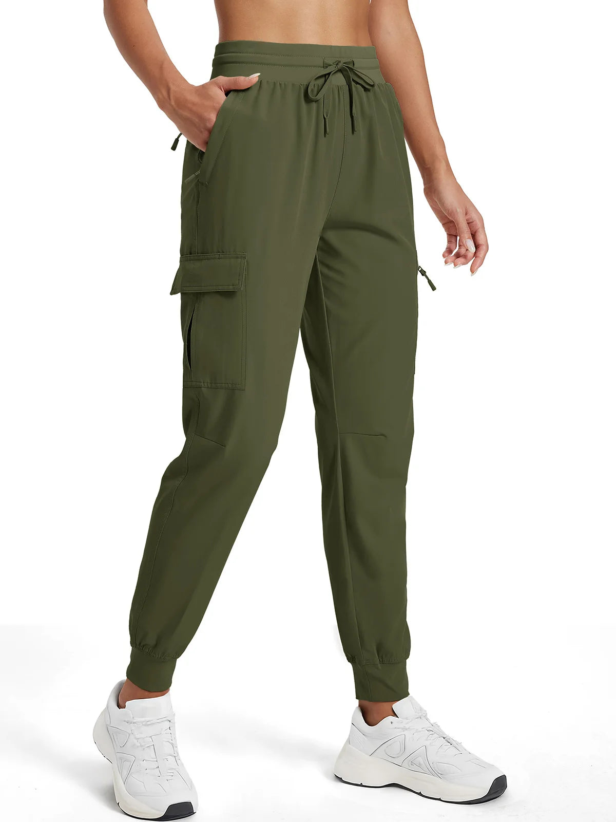 TACVASEN Women's Quick Dry Waterproof Cargo Pants Lightweight UPF 50 Athletic Jogger Pants Travel Hiking Pants Velcro Pockets