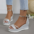 Metallic Platform Wedge Sandals