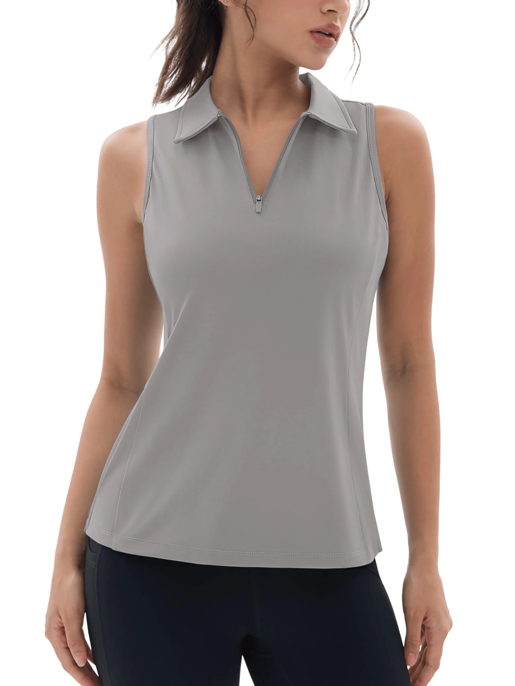 TACVASEN UPF50+ Quick Dry Polo Shirts Womens Summer Golf Sleeveless Workout Tees Sun UV Protection Outdoor Fitness Gym Tank Tops