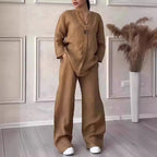 Cotton-Linen Shirt & Wide-Leg Pants Set