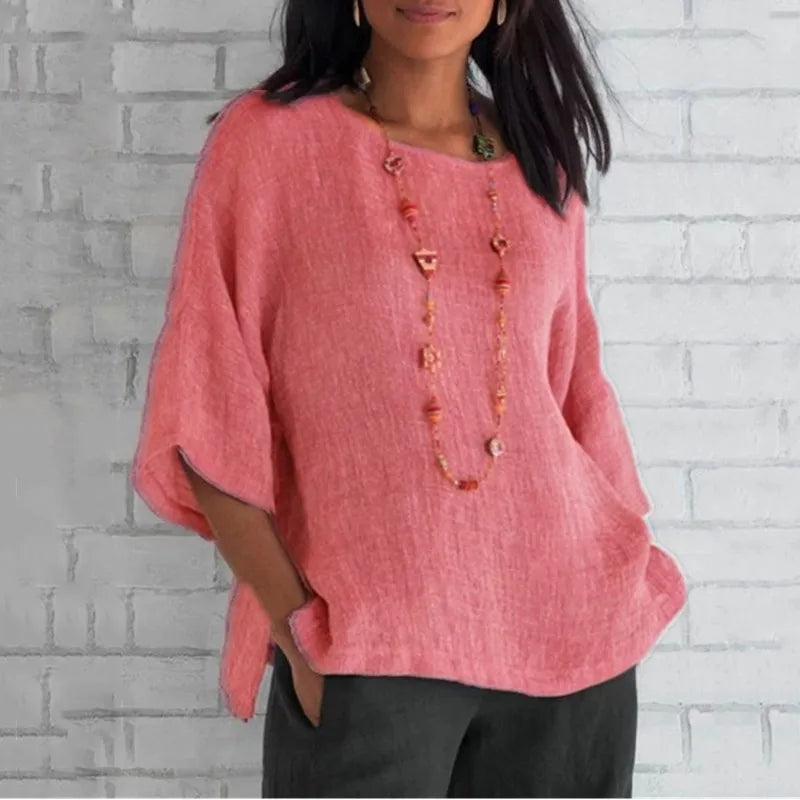Relaxed Three-Quarter Sleeve Blouse