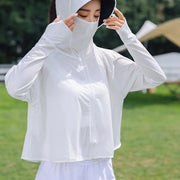 Summer Women's Sun Protective Clothing Breathable Traveling Brim Ponytail Hole Sun Hoodie Detachable Shopping Long-Sleeved Shirt