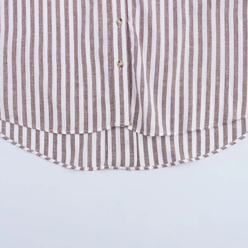 Striped Long-Sleeve Oversized Blouse