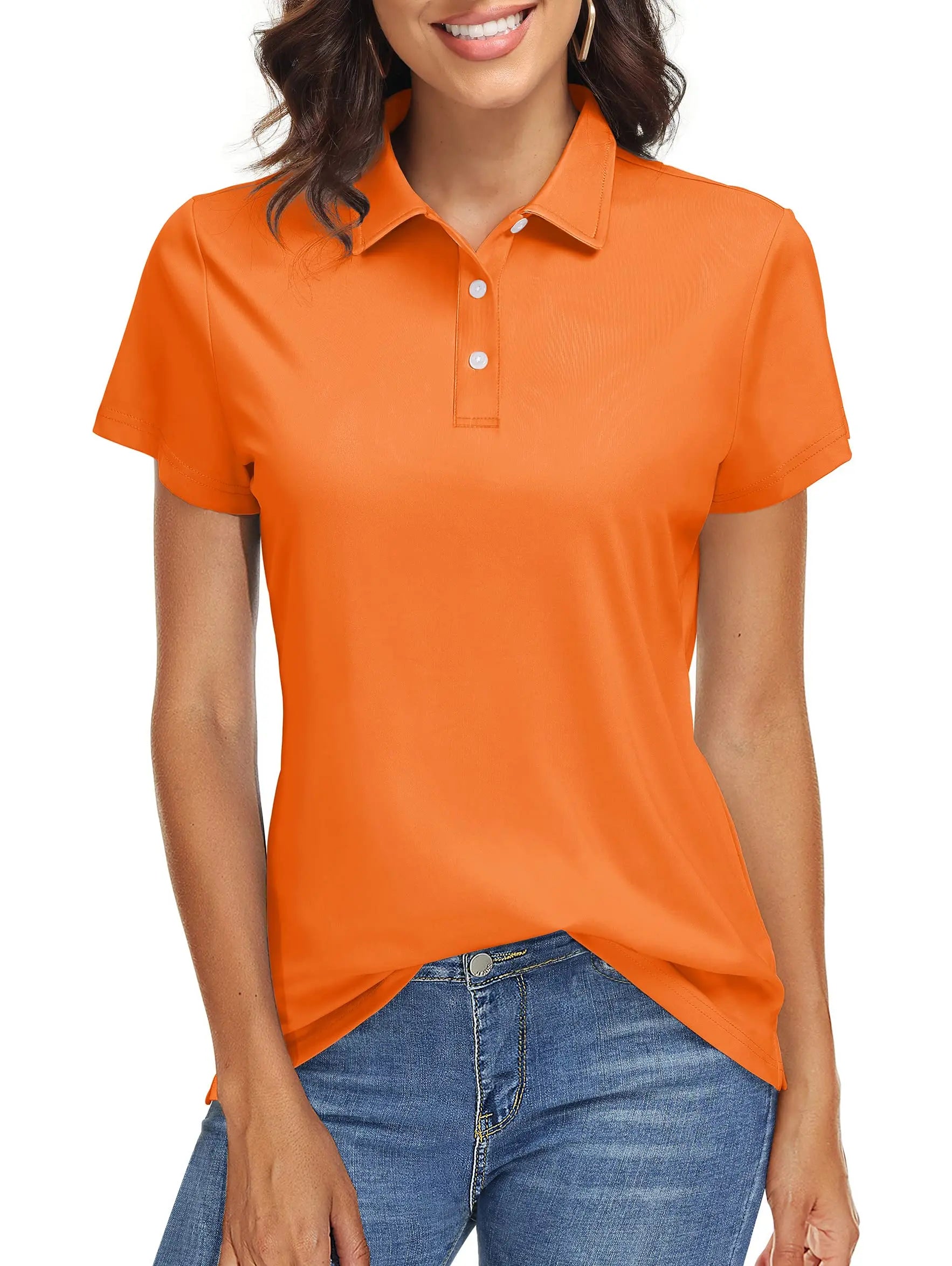TACVASEN UPF 50+ Short Sleeve Golf Polos Shirts High Elastic Womens Sun Protection T-shirts Quick Dry Workout Tee Pullover Tops