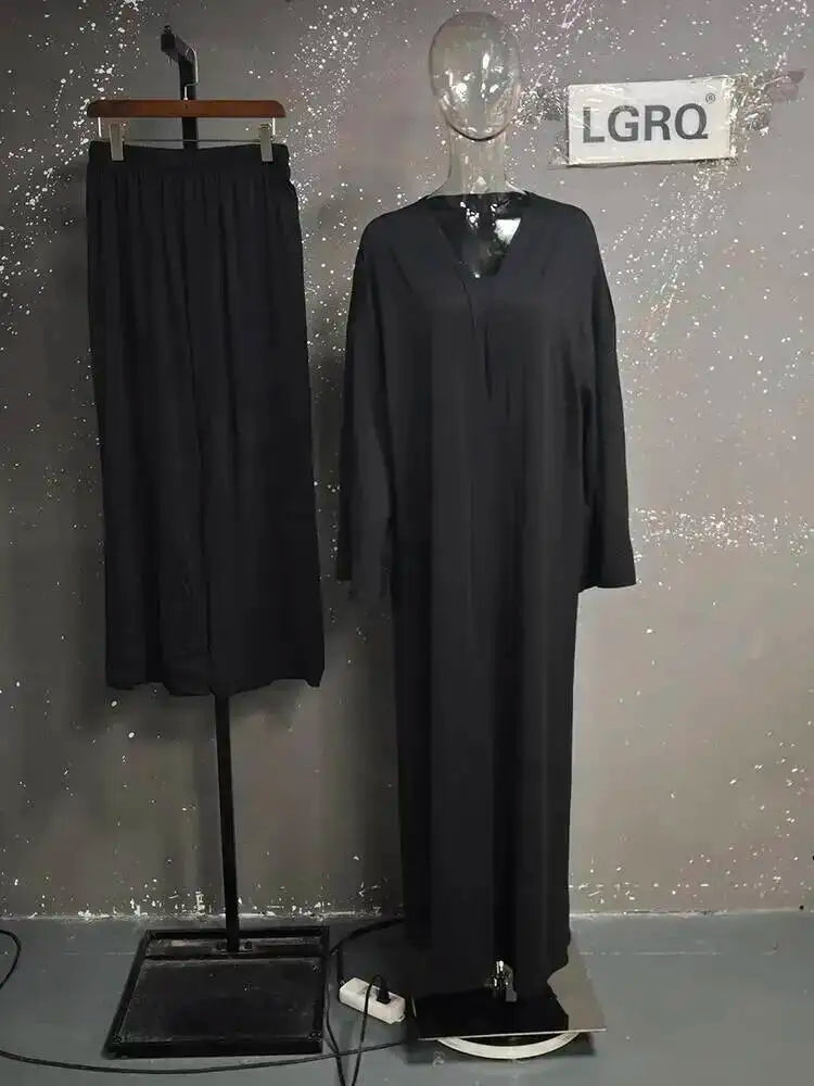 Three-Piece Cardigan & Wide-Leg Pants Set