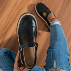 Aurelia Sun T-Bar Brogue Platform Flats – Brown