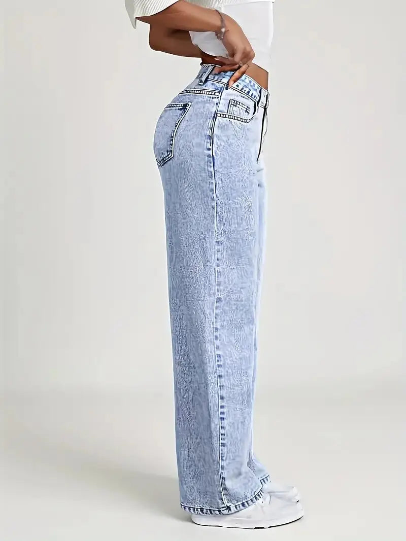 Denim Relaxed Wide-Leg Jeans