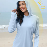Women's Sunscreen Hoodie with Thumb Buckle and Hidden Ponytail Hole, Outdoor Running Fitness Sports, Leisure Sunscreen T-shirt