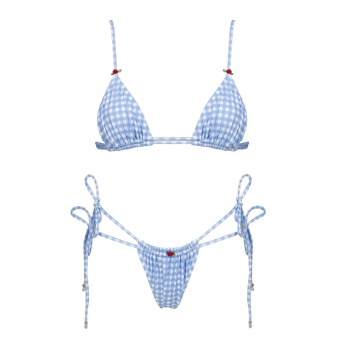 Striped Three-Piece Bandeau Bikini Set