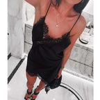 Asymmetric Lace Mini Slip Dress