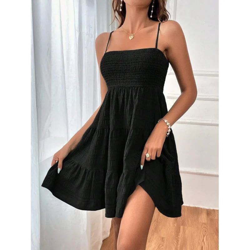 Smocked Tiered Swing Mini Dress