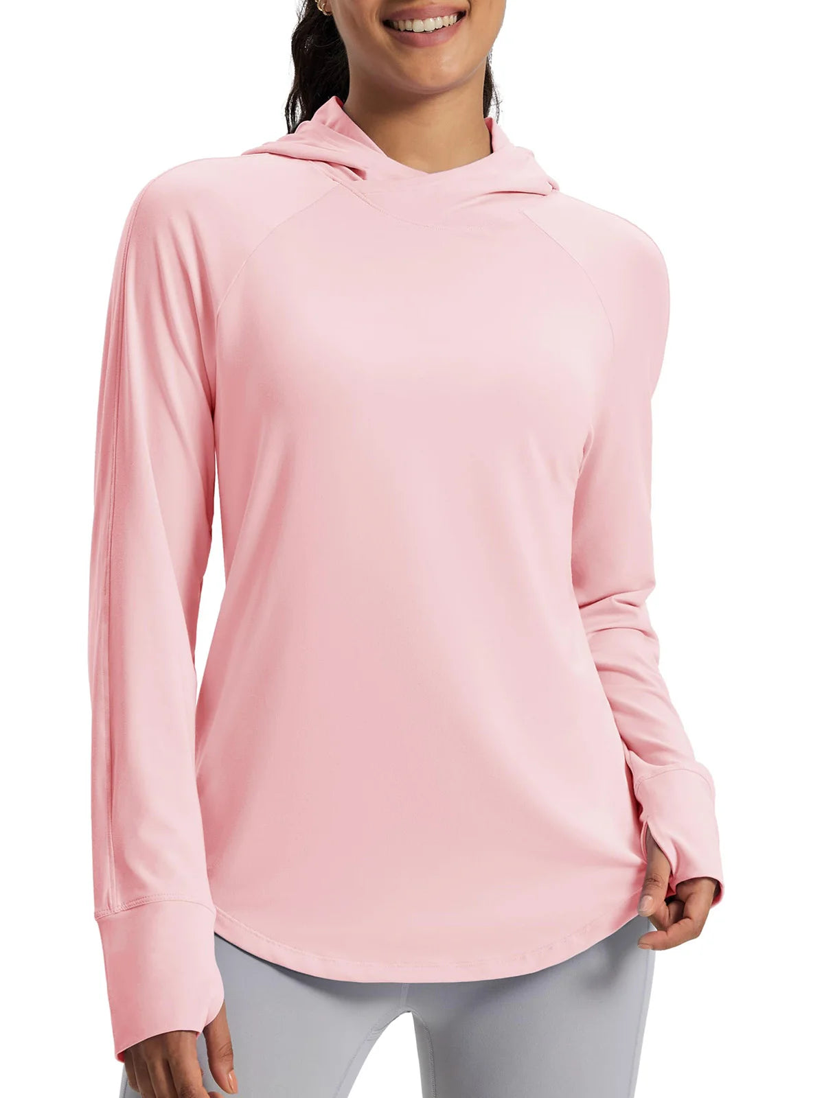 TACVASEN Womens UPF50+Sun Protection Crossed Collar Hoodie SPFUV Shirt Long Sleeve Quick Dry Shirt with Ponytail Hole Thumb Hole