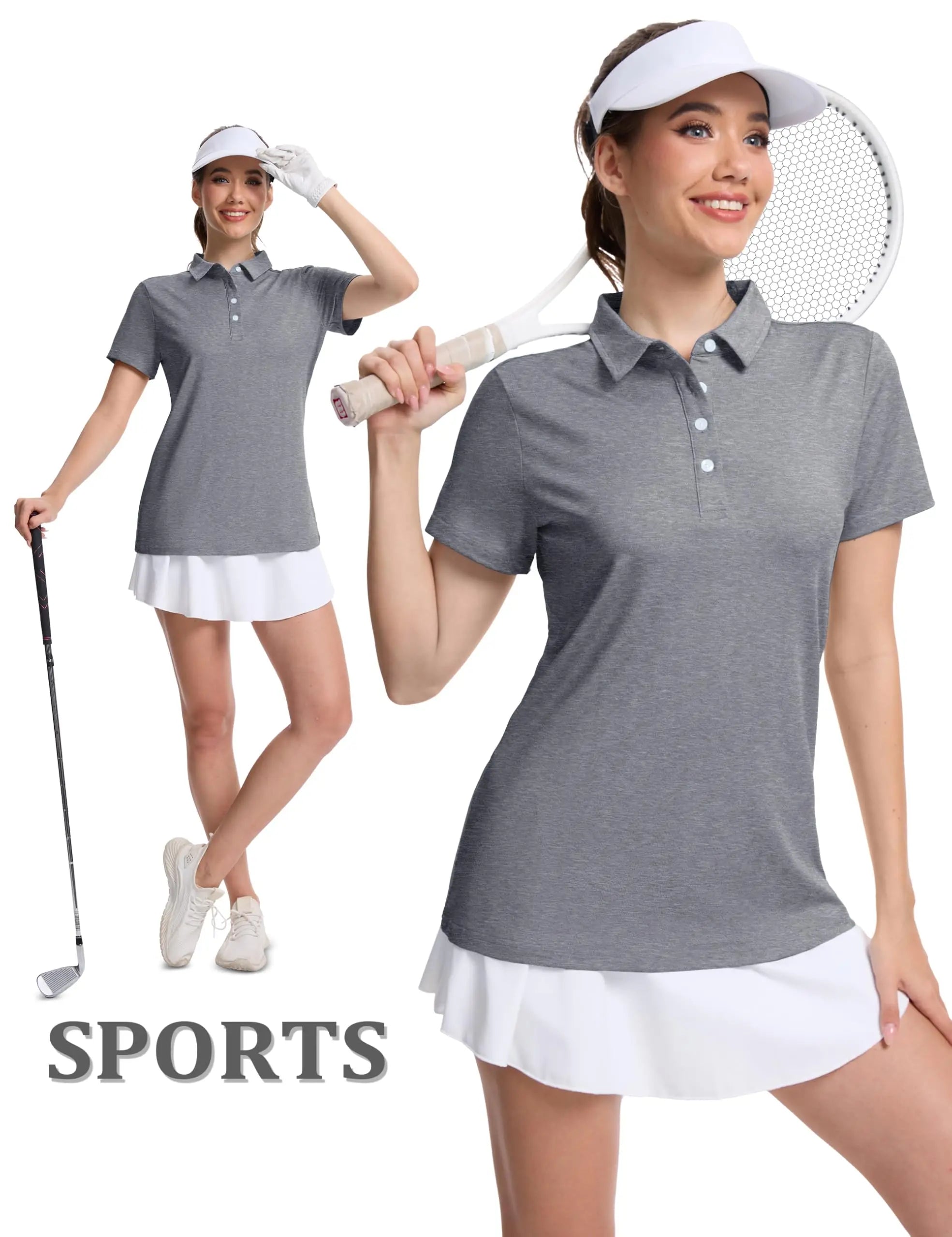 TACVASEN 4 Buttons Polos T-Shirts Womens Summer Short Sleeve Athletic Golf Polos Tee Shirts Sports Casual Work Pullover T-shirts