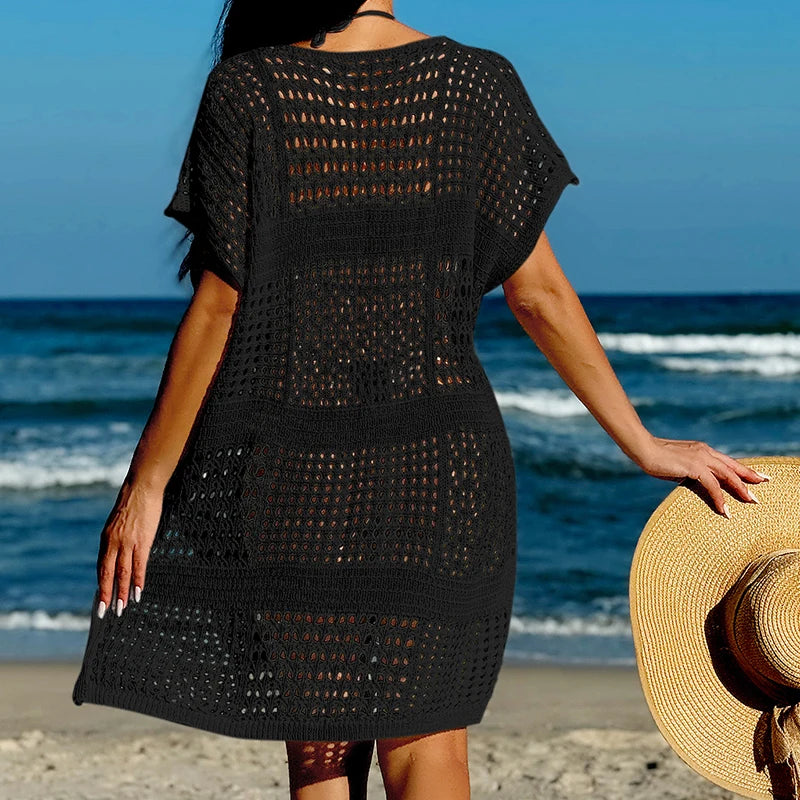 Open-Knit V-Neck Beach Tunic