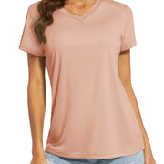 TACVASEN UPF 50+ Summer Short Sleeve V-Neck T-shirts Womens Sun Protection T-shirts Quick Dry Hiking Running Tee Shirts Tops