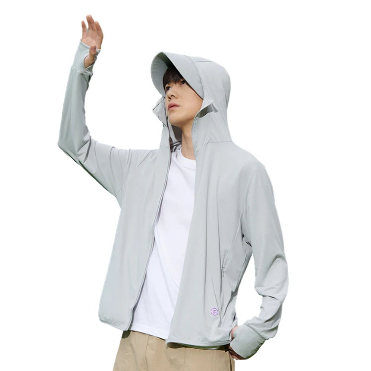TRVLWEGO Quick Dry Long Sleeve Hoody for Men Women Summer Sun UV Protection Hooded Jacket Thin Beach Sweatshirt Travel Cloth