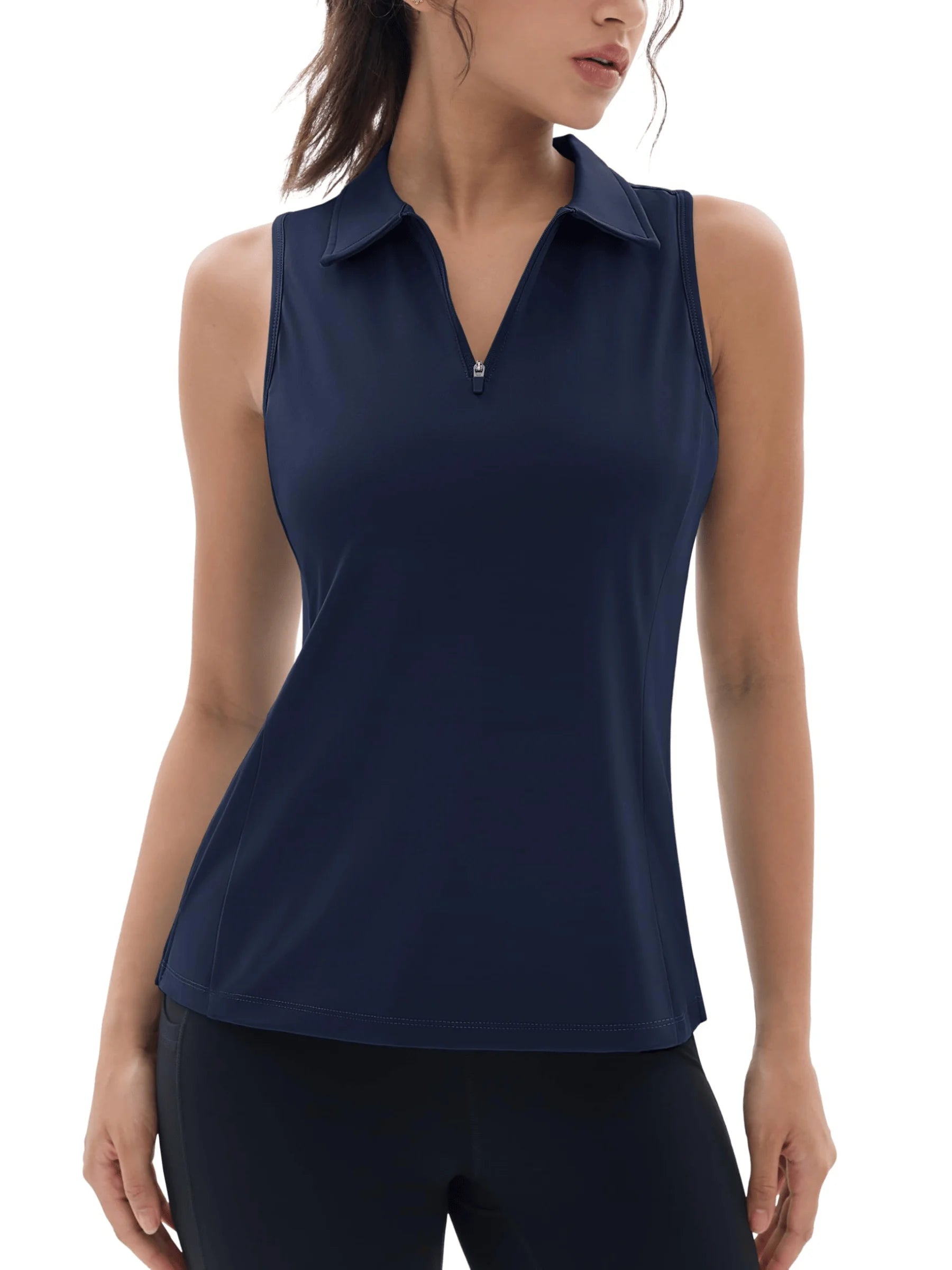 TACVASEN UPF50+ Quick Dry Polo Shirts Womens Summer Golf Sleeveless Workout Tees Sun UV Protection Outdoor Fitness Gym Tank Tops