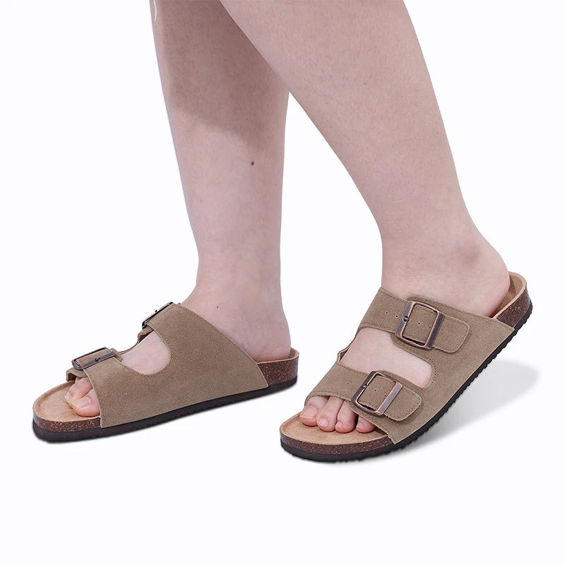 Suede Cork-Footbed Mules