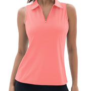 TACVASEN UPF50+ Quick Dry Polo Shirts Womens Summer Golf Sleeveless Workout Tees Sun UV Protection Outdoor Fitness Gym Tank Tops