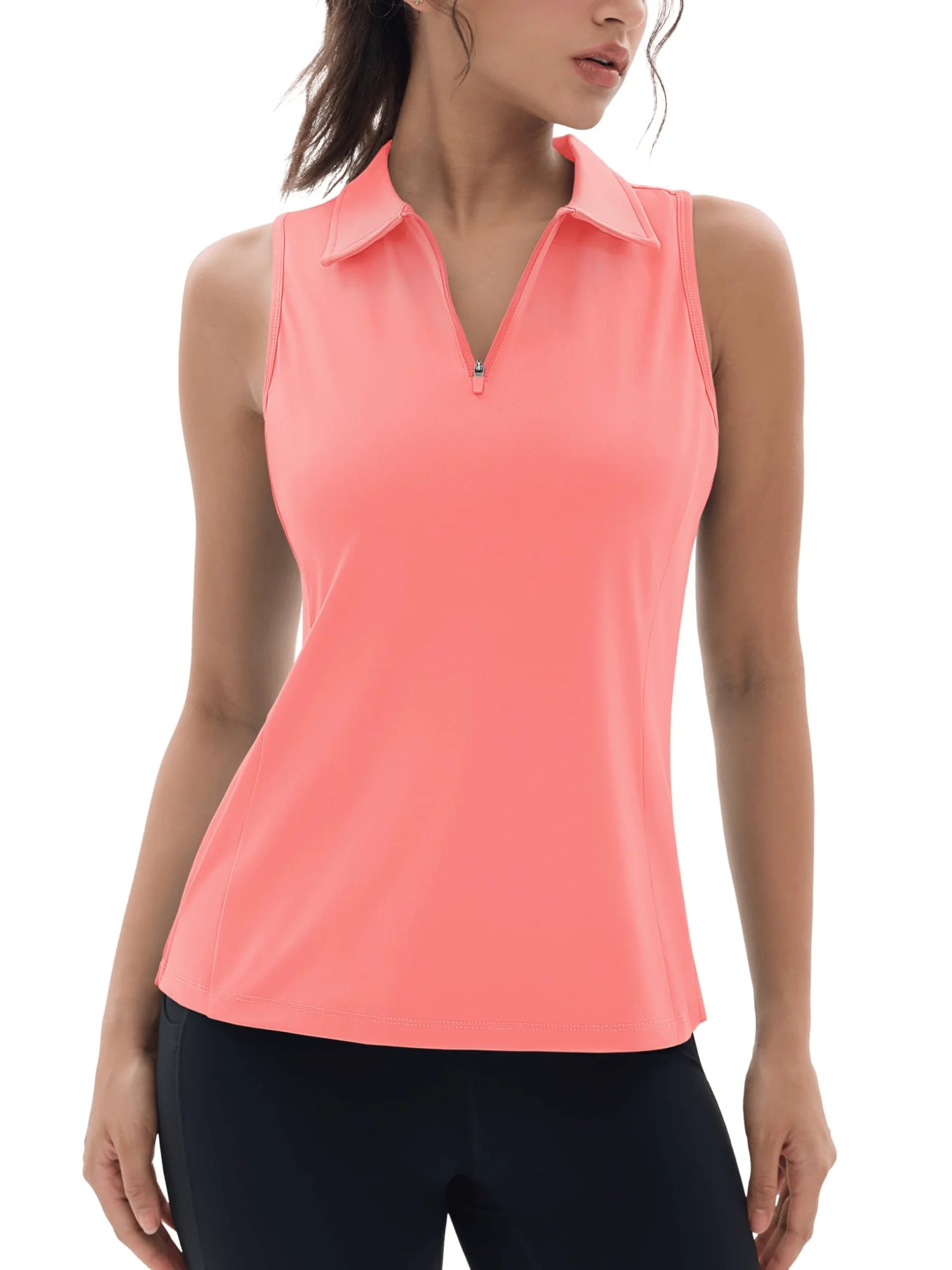 TACVASEN UPF50+ Quick Dry Polo Shirts Womens Summer Golf Sleeveless Workout Tees Sun UV Protection Outdoor Fitness Gym Tank Tops
