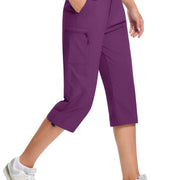 TACVASEN Quick Dry Knee Length Nylon Capris Womens Summer Hiking Casual Cargo Short Pant Lightweight Waterproof Shorts 5 Pockets