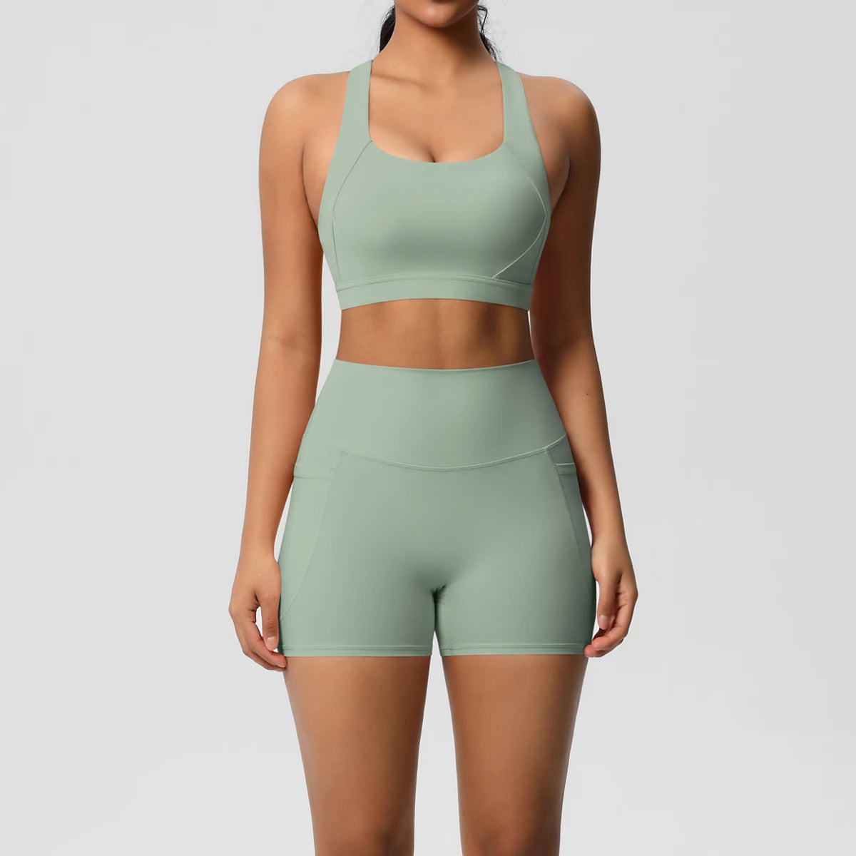 Pocketed Crossover Activewear Set