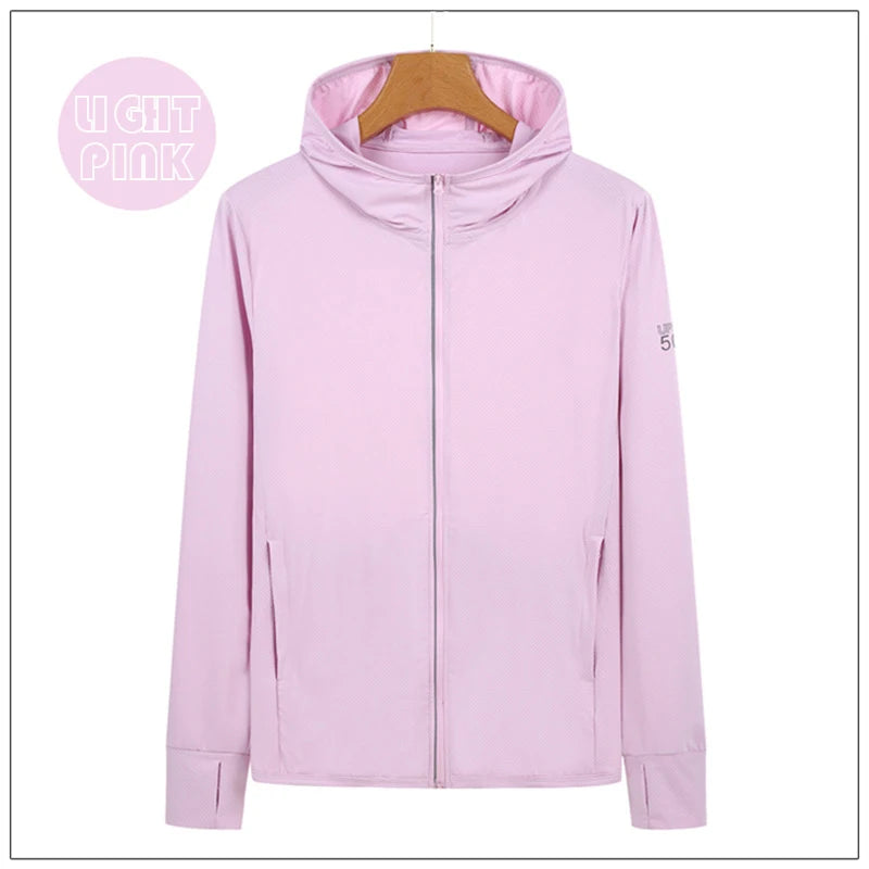 UPF50+ Sun Protection Jacket for Men and Women Sports Clothing Ice Silk skin Coat for Walking Travel and Fishing Sports