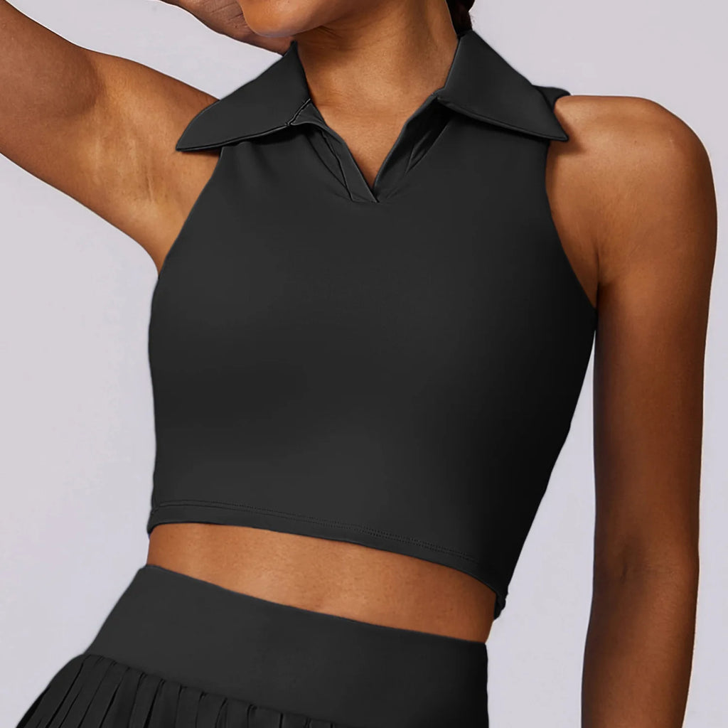 Aurelia Sun Sleeveless Golf Polo & Skort Set – Black – image 13