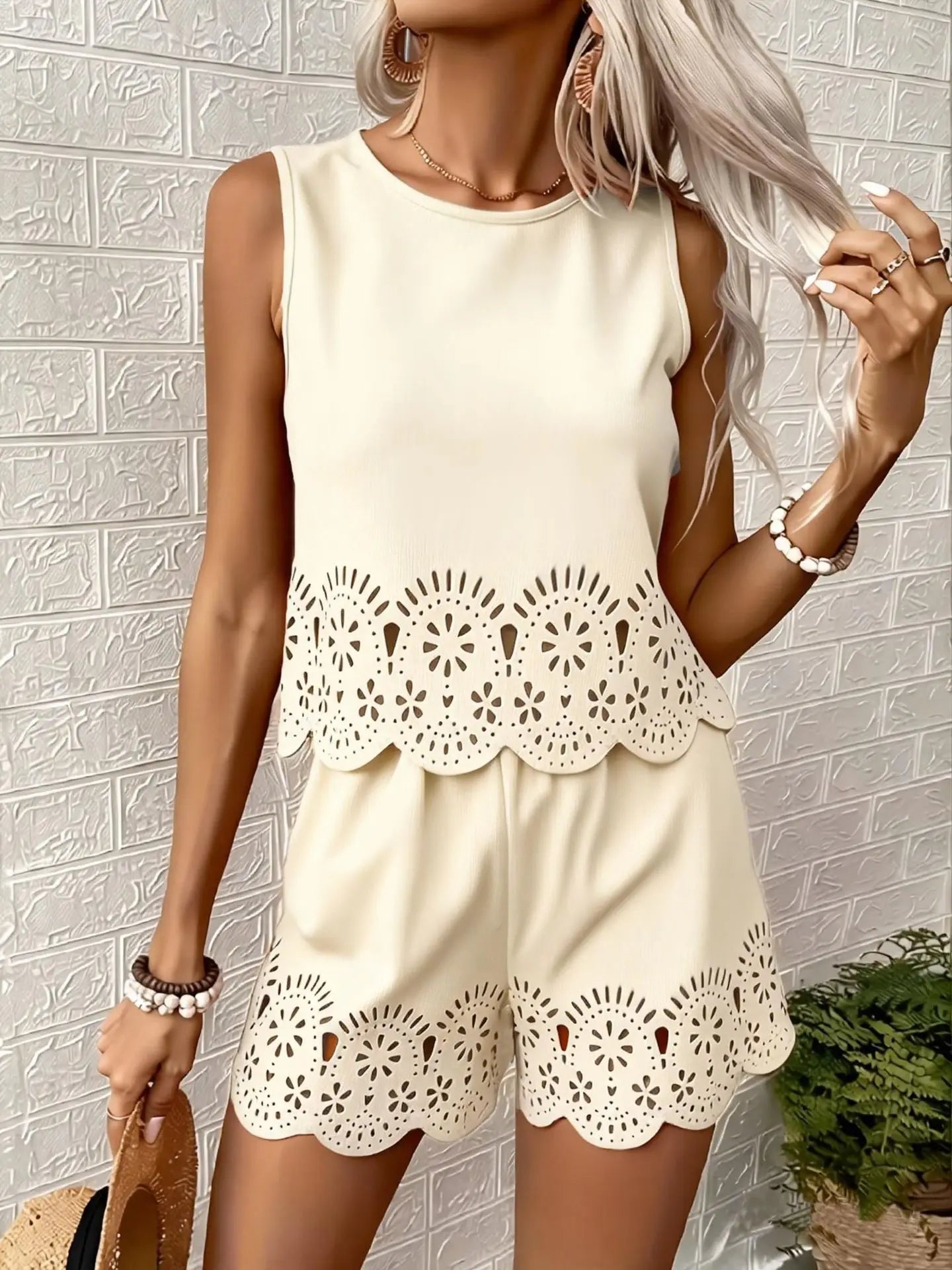 Embroidered Camisole & Shorts Set