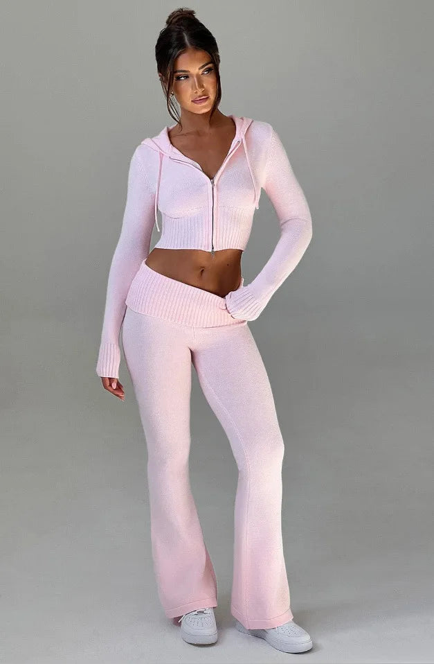 Knit Zip Hoodie & Pants Set