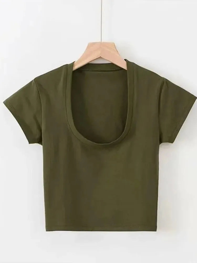 U-Neck Fitted Crop Tee