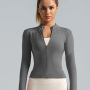 Trendy Women's Long-sleeved Tight Sunscreen Yoga Suit, Stylish Fitness Running Yoga Sports Jacket