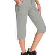 TACVASEN UPF50+ Quick Dry Capri Pants Womens Summer Hiking Cargo Pants 5 Pockets Waterproof Sun UV Protection Knee Length Shorts