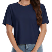TACVASEN UPF 50+ Cropped Cotton T-Shirts Womens Summer Short Sleeve Casual Crew Neck Tops Breathable Sun UV Block Outdoor Tees