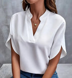 V-Neck Short-Sleeve Relaxed Blouse