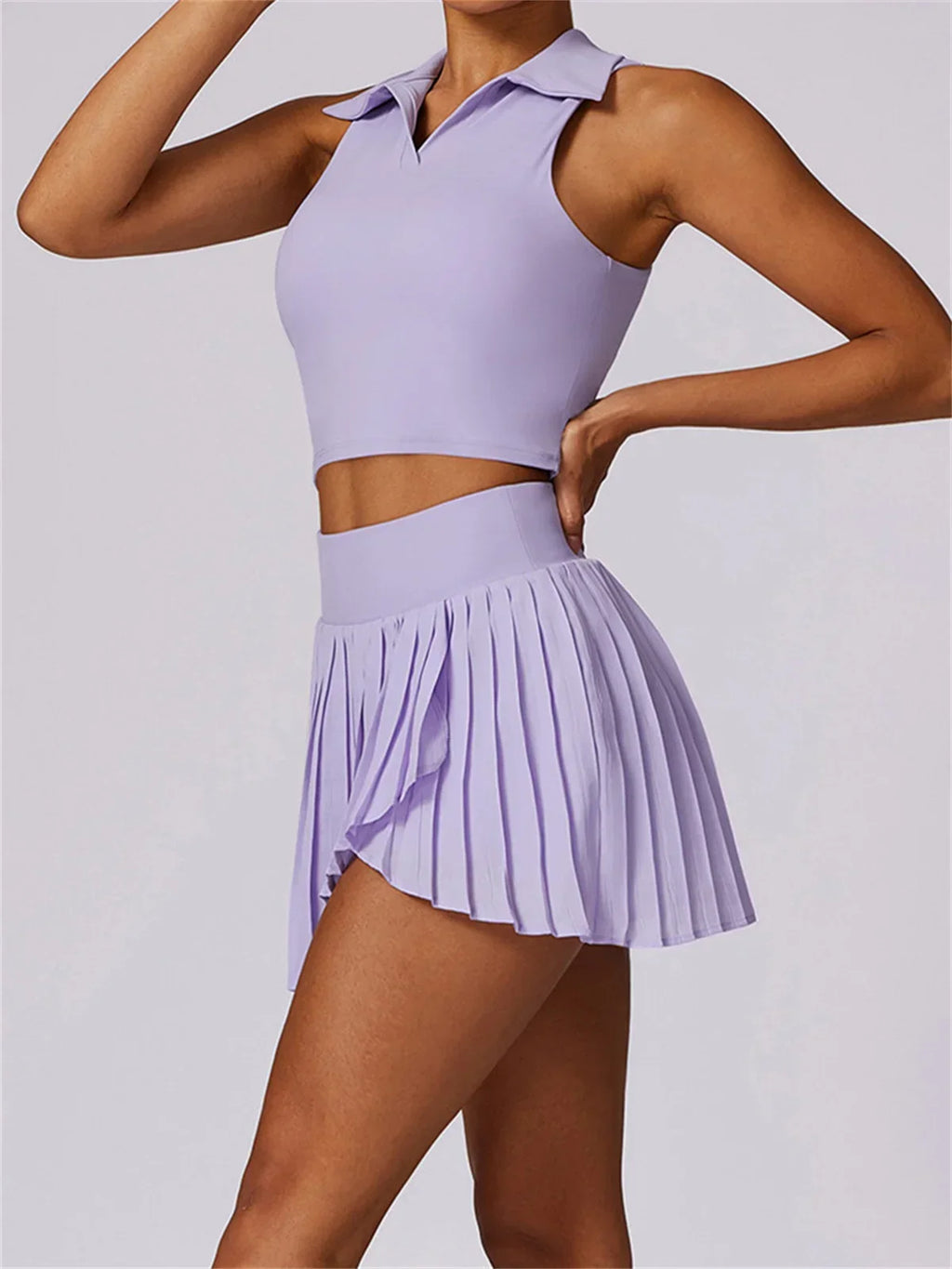 Aurelia Sun Sleeveless Golf Polo & Skort Set – Purple – image 3