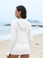 Women's Sunscreen Hoodie with Thumb Buckle and Hidden Ponytail Hole, Outdoor Running Fitness Sports, Leisure Sunscreen T-shirt