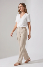 Women's Lace V-Neck Short-Sleeve Blouse – White