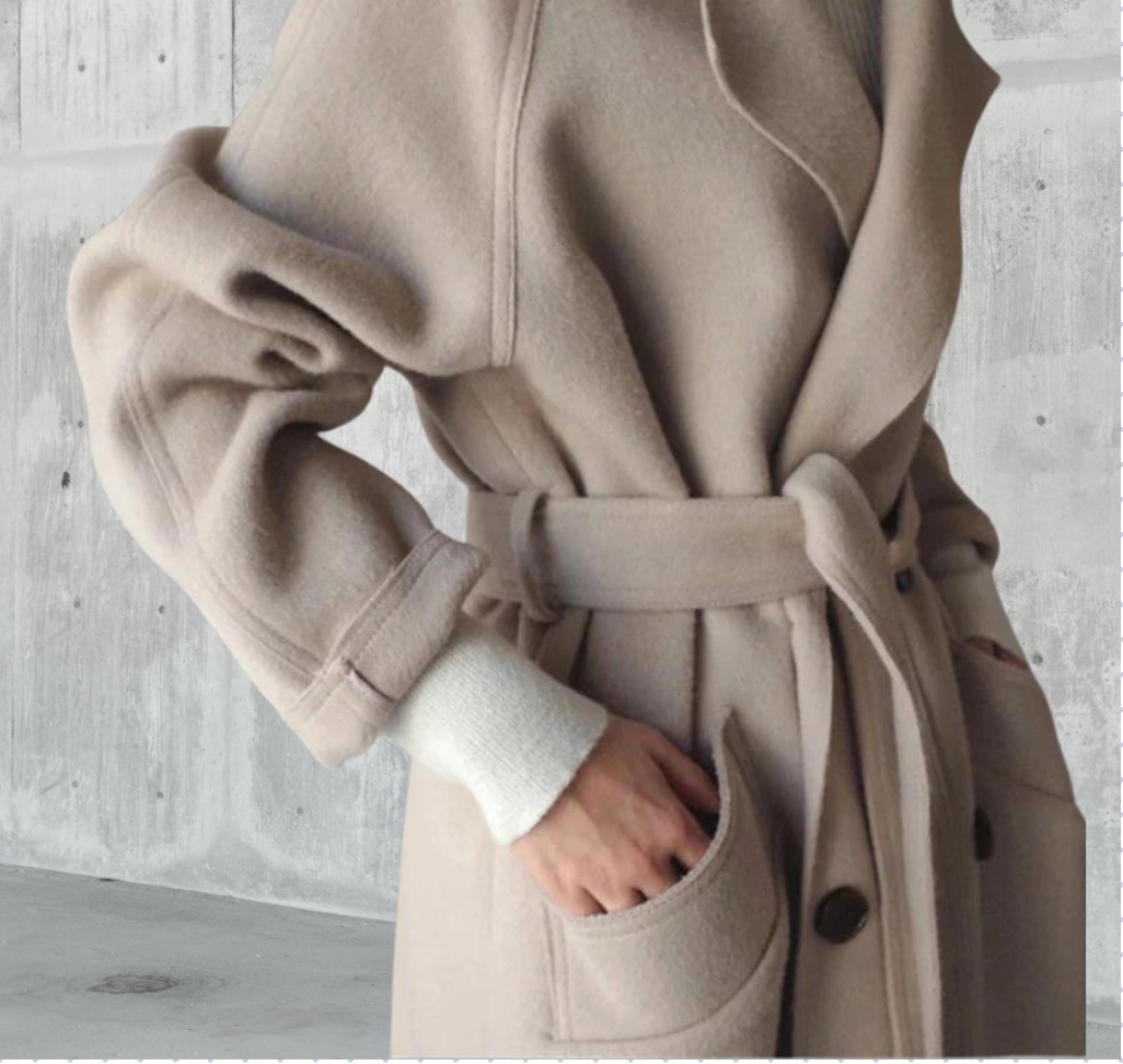 Women's Longline Wool Coat – Beige